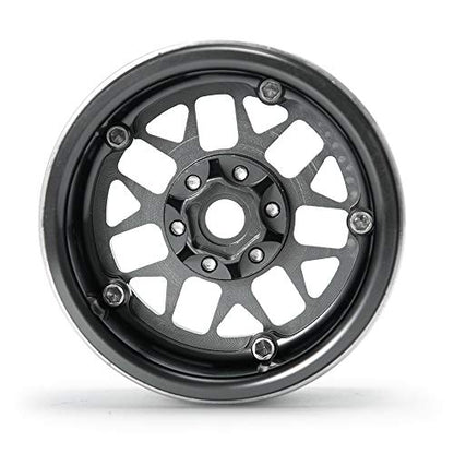 2.2inch Beadlock Wheels Rims 35mm for 1/10th Scale RC Rock Crawler Model Car -Pack of 4 (Titanium color) - color: Titanium