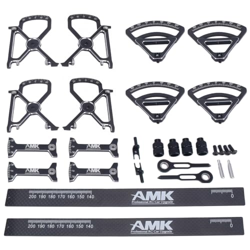 AMK 4D RC Car Setup System for 1/10 Touring Cars, Aluminum Setup Station Tool for Camber Toe Ride Height Suspension Adjustment Compatible with XRAY X4 Yokomo BD10 BD11 Tamiya TT-02