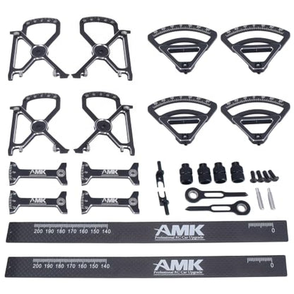AMK 4D RC Car Setup System for 1/10 Touring Cars, Aluminum Setup Station Tool for Camber Toe Ride Height Suspension Adjustment Compatible with XRAY X4 Yokomo BD10 BD11 Tamiya TT-02