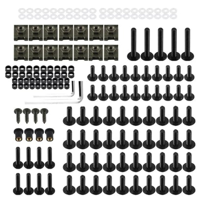 177 PCS Motorcycle Fairing Bolt Kit, M5 M6 Stainless Steel Windscreen Screws, Windshields Fasteners Clips, Universal Fairing Bolts Nut Clips Kit for Most Motorcycles (Black)