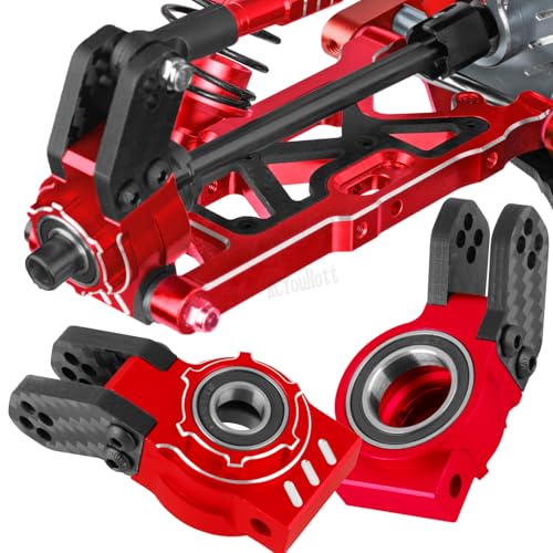 RC Aluminum Upgrades Part for 1/8 Typhon 6S BLX,1/7 Felony/Mojave/Infraction/Limitless 6S BLX,Front Knuckles Steering Blocks &Rear Hub Stub Axle Carriers Hops Up,Red - color: Red - (Upgrades)