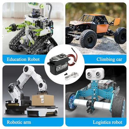 55KG 8.4V Brushless Waterproof IP67 Digital Servo, Full Metal Shell Stainless Gear Motor High Torgue RC Servo, with 25T Servo Horn for Cars Robot Helicopter Crawler (55KG 180 Degree) - style: 55KG 180 Degree 7.4V 55kg Brushless Digital Servo（All Metal）