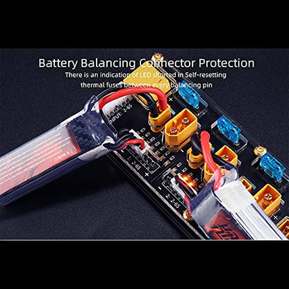 HGLRC 40A 4-Port Lipo Battery Balance Charger, Thor 6S Parallel Charging Board, with XT60/XT30 Plugs, Compatible with ISDT/IMAX/HOTA Chargers for 2-6S FPV Drone Batteries