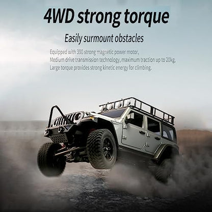 GoolRC 1:12 Scale 4 Wheel Drive Remote Control Car, Off-Road Truck with Lights, 2.4G Remote Control Crawler - color: Silver, size: 3 Battery