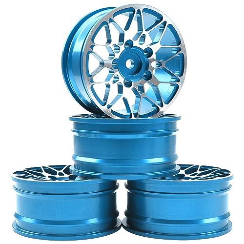 ShareGoo Metal Wheel Rims RC 12mm Hex Hubs 1/10 RC Drift On-Road Racing Touring Wheel Rim Compatible with HSP Tamiya Kyosho RedCat Sakura WLtoys Universal 1/10 RC Scales (Blue) - color: Blue