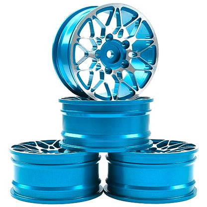 ShareGoo Metal Wheel Rims RC 12mm Hex Hubs 1/10 RC Drift On-Road Racing Touring Wheel Rim Compatible with HSP Tamiya Kyosho RedCat Sakura WLtoys Universal 1/10 RC Scales (Blue) - color: Blue