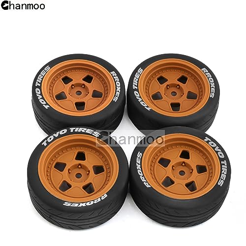 1/10 RC Racing Car Tire Rally On Road Tyres 12mm Hex Hard Plastic Wheels Rim for 1：10 Scale Drift Car Tamiya TT01 TT02 XV01 TA06 A959 PTG2 144001 HPI KYOSHO WR8 HSP PTG2 Traxxas 4PCS (White) - color: White