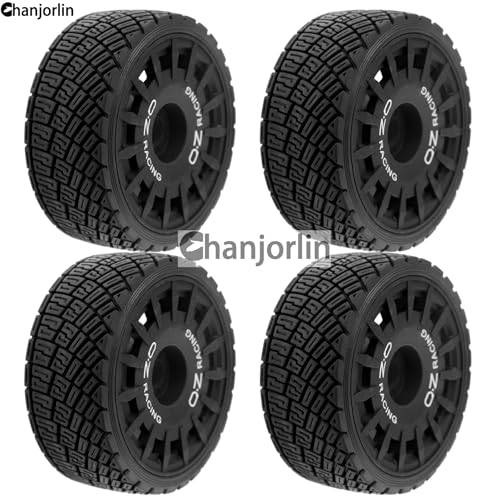1/8 RC On Road Tires And Plastic Street Wheels 17mm Hex OD 3.94'' 1/7 Rally Racing Tyres For 1:8 1:7 Touring Street Drift Car Tamiya HPI WR8 HSP ARRMA Redcat Losi Kyosho GT2 VRX W10 (Black) - color: Black