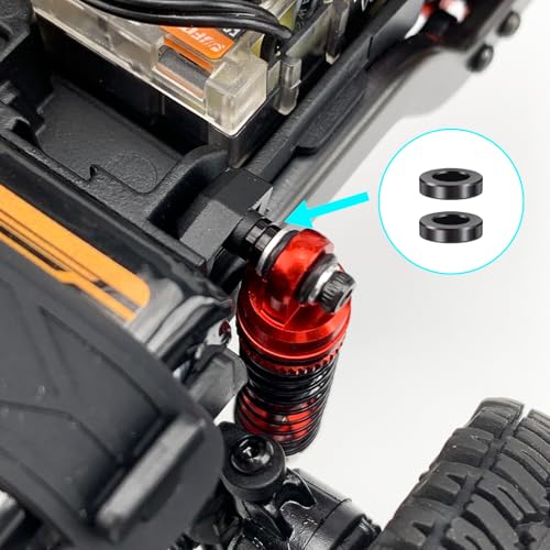 RCLIONS RC Car Shocks 42mm Oil Shock Absorber for FMS 1/18 FCX18 LC80 RC Crawler Car Upgrade Parts (Red) - color: Red