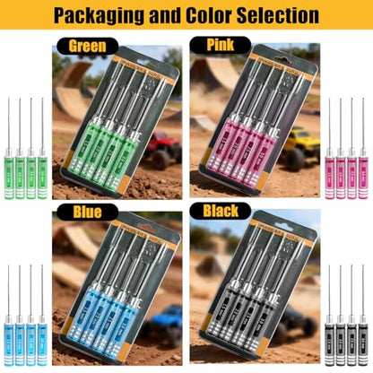 RC Hex Driver Set 1.5mm 2.0mm 2.5mm 3.0mm, Precision RC Screwdriver Tool Kit for SCX24 TRX4M TRX4 SCX10 Axial Traxxas ARRMA RC Crawler Cars - color: Pink