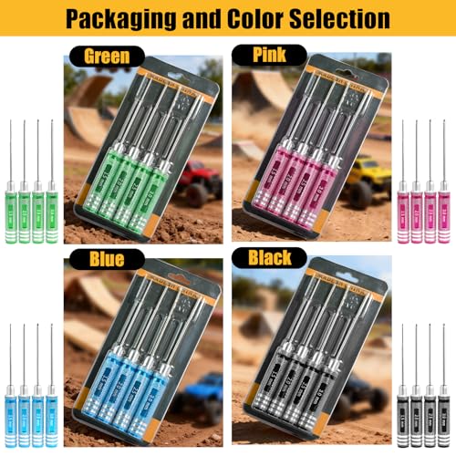 RC Hex Driver Set 1.5mm 2.0mm 2.5mm 3.0mm, Precision RC Screwdriver Tool Kit for SCX24 TRX4M TRX4 SCX10 Axial Traxxas ARRMA RC Crawler Cars - color: Green