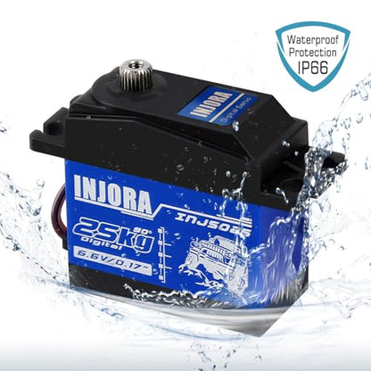 INJORA RC Servo 25KG Digital Servo High Torque RC Parts for 1:10 RC Crawler VP VS4-10 SCX10 Pro SCX10 TRX4 D90 (Control Angle 90°-180°) - size: 25kg（90°-180°）