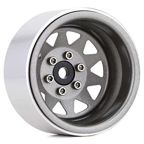 INJORA 1.9 Beadlock Wheel Rim Hub 4pcs Metal Rims for 1/10 RC Crawler Car TRX4 Axial SCX10 90046 VP VS4-10 Redcat Gen 8 7(Grey) - color: Grey
