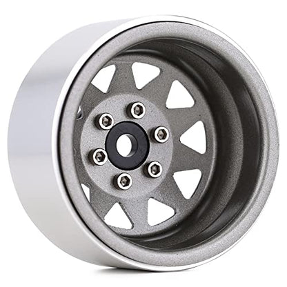 INJORA 1.9 Beadlock Wheel Rim Hub 4pcs Metal Rims for 1/10 RC Crawler Car TRX4 Axial SCX10 90046 VP VS4-10 Redcat Gen 8 7(Grey) - color: Grey