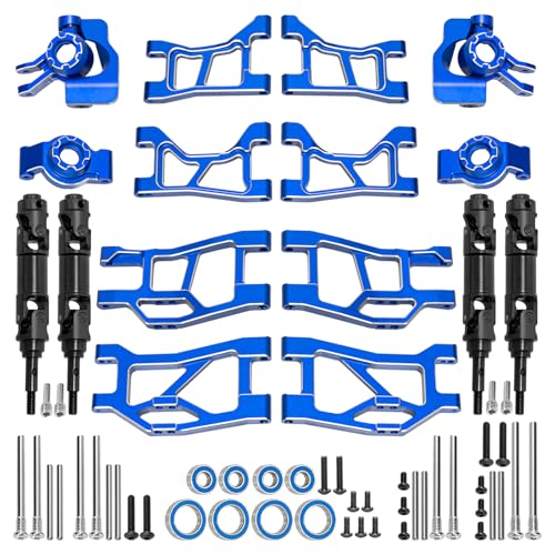 Aluminum 1/16 Suspension Arms Front Rear and Upper Lower Suspension Arms | for Traxxas 1/16 Mini Slash 4X4 BL-2s 108164-1 RC Truck Upgrade, Blue - color: Blue