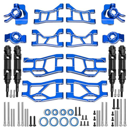 Aluminum 1/16 Suspension Arms Front Rear and Upper Lower Suspension Arms | for Traxxas 1/16 Mini Slash 4X4 BL-2s 108164-1 RC Truck Upgrade, Blue - color: Blue