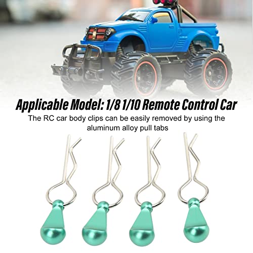 4Pcs RC Car Body Clips with Pull Tabs, Stainless Steel Universal Car Clips for 1 8 1 10 Remote Control Car Upgrade Parts (Green) - color: Green