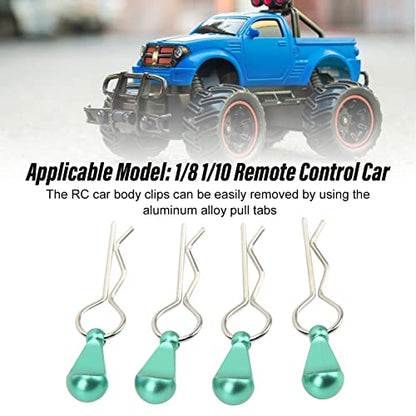 4Pcs RC Car Body Clips with Pull Tabs, Stainless Steel Universal Car Clips for 1 8 1 10 Remote Control Car Upgrade Parts (Green) - color: Green