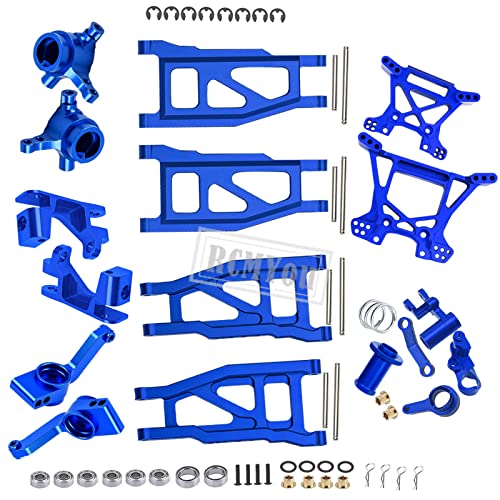 Upgrades Part for 1/10 Rustler 4x4 VXL/Rustler 4x4,Alloy Suspension Arm,Shock Tower,Caster Block,Steering Blocks,Rear Stub Axle Carriers,Steering Bellcranks, (More Durable Arm),Blue - color: Navy Blue-1 Set