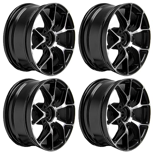 ShareGoo Metal Wheel Rims - 12mm Hex Hubs, 1/10 RC Drift On-Road Racing Touring Wheel Rims, Compatible with HSP, Tamiya, Kyosho, RedCat, Sakura, WLtoys, Universal 1/10 RC Scales (Black) - color: Black