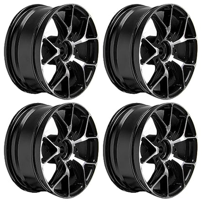 ShareGoo Metal Wheel Rims - 12mm Hex Hubs, 1/10 RC Drift On-Road Racing Touring Wheel Rims, Compatible with HSP, Tamiya, Kyosho, RedCat, Sakura, WLtoys, Universal 1/10 RC Scales (Black) - color: Black