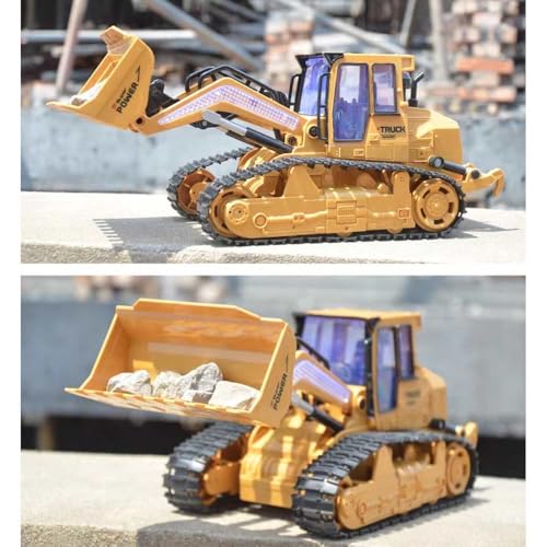 RC Skid Steer Loader Construction Truck 1/14 Remote Control Bulldozer Crawler with Lights 9 Channel RC Front Loader 360° Rotation 2.4G Full Function Engineering Vehicle Excavator Toys