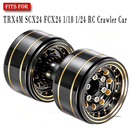 RC RC 1.0" Full Brass Beadlock Wheels Rims Set for 1/18 Trx4m 1/24 SCX24 RC Crawler Car,1.0 Beadlock Wheel Rims