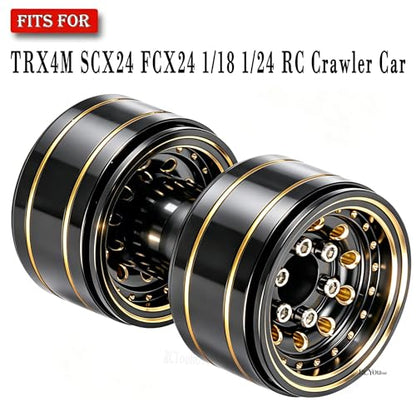 RC RC 1.0" Full Brass Beadlock Wheels Rims Set for 1/18 Trx4m 1/24 SCX24 RC Crawler Car,1.0 Beadlock Wheel Rims