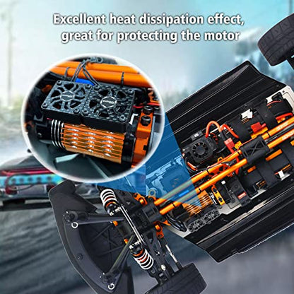 RC Cooling Fans 16000RPM,40mm Dual Car Motor Cooling Fans with Metal Heatsink for 1/5 1/6 Scale RC Car Truck Diameter 55-58mm Motor (Orange) - style: Orange