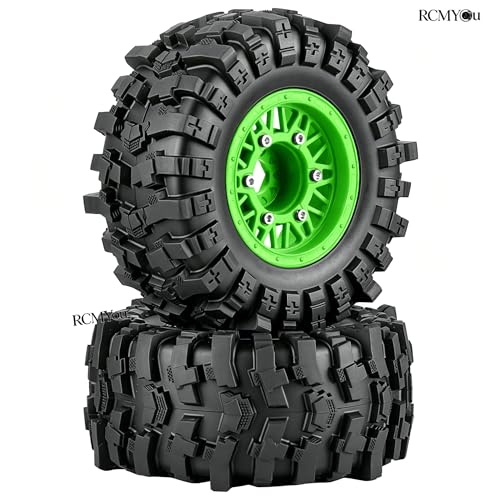 Rc Wheels and Tires Set for 1/10 Slash 2WD 4×4 4WD,Senton,Axia1,Redca t,Rc4w d,Detachable Replacement Running on Off-Road Tire,on-Road Tire w/12mm/14mm/17mm Hex,Soft Tires Plastic Rim,Green - color: Green (1/10)