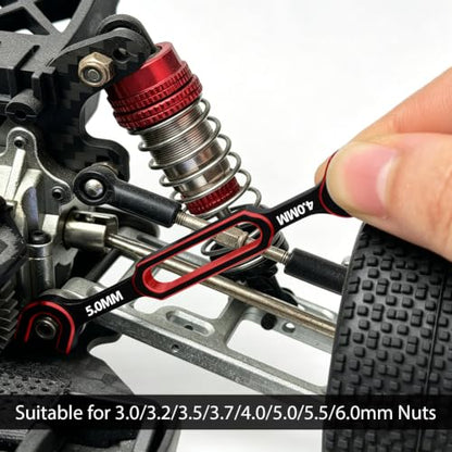 4PCS RC Wrench 3.0/3.2/3.5/3.7/4.0/5.0/5.5/6.0mm Turnbuckle Nut Ball Joint Remover RC Repair Tool for RC Crawler Car Boat RC Drone Upgrade Parts (Red) - color: Red