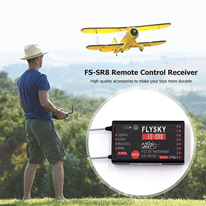Flysky FS-SR8 Receiver, 2.4GHz 8 Channel Remote Control Receiver Compatible with Flysky FS-ST8 RC Transmitter for RC Cars, Boats and Helicopters (FS-SR8 Receiver) - style: FS-SR8 Receiver