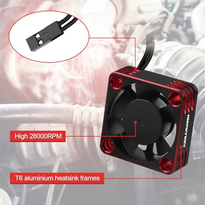2Pack RC Car Motor Cooling Fan Heatsink 28000RPM Brushless ESC Cooling Fan | RC Cooling Fan for RC Car 1/8 1/10 540 550 Motor (Black+Red) - color: Black Red 2Pack