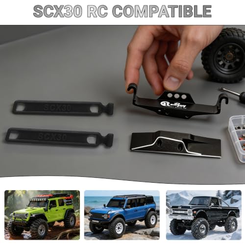 Aluminum Battery & ESC Receiver Trays w/2pcs Black Straps for Axial SCX30 | Battery & ESC Side Plate Mount Set for 1/30 SCX30 RC Crawler Upgrade - color: 2pcs Black Straps