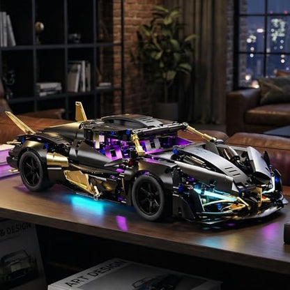 RC Car Building Kit, 1:14 App Control Car Kit with LEDs | car kit with 857 pieces, front and rear LED lights with an integrated power system; built for creative building, exhibition.