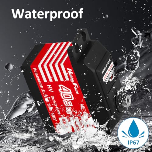 RC Digital Servo, IP67 Waterproof 40KG Metal Gear Servo High Torque Servo with 25T Servo Horn for 1/12 1/10 1/8 RC Car RC Crawler Robot Boat, Red - color: Red