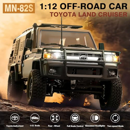 1/12 Scale RC Crawler, MN-82S LC79 RTR RC Truck 4x4 Off Road Vehicles 2.4GHz RC Rock Crawler Car with LED Lights, 7.4V 1200mAh Battery for Adults Hobby Toys (Black) - color: Black