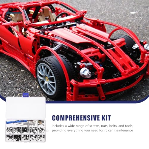 Baluue Rc Car Screw Fasteners Kit 144pcs Metric Screw Assortment with Nuts Bolts and Gasket in Tool Box for Rc Car Repair and Maintenance