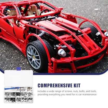 Baluue Rc Car Screw Fasteners Kit 144pcs Metric Screw Assortment with Nuts Bolts and Gasket in Tool Box for Rc Car Repair and Maintenance