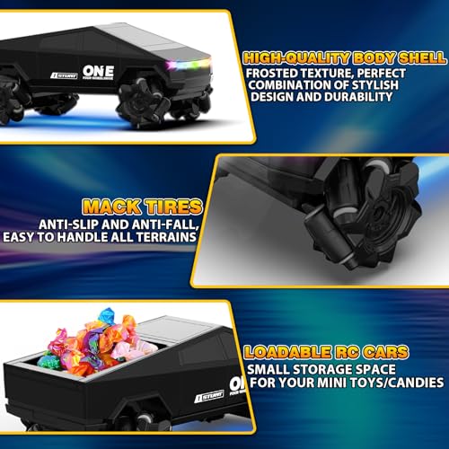 1/28 Gesture Sensing RC Stunt Car for 6-12+ Boys Girls, Seven Light Modes Cool RC Cars & 1/18 Remote Control School Bus Toy for Kids, 2.4GHz All Terrain RC Car with LED Lights & Sound