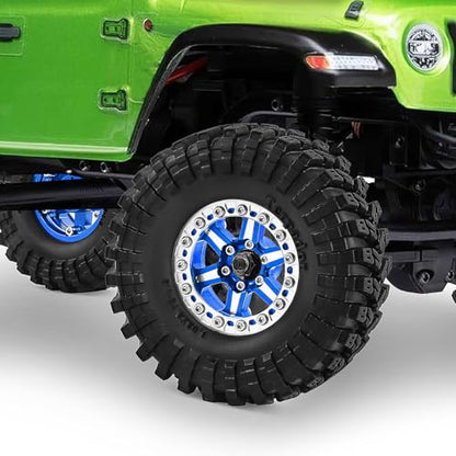 1.3" Wheels and Tires 70mm (2.76in) for SCX24 TRX4M 1/18 1/24 RC Crawler Upgrade Parts (Blue, 4Pcs) - color: blue-3