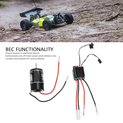 VINGVO 550 12T Brushed Motor with ESC for RC Cars, 320A Continuous Current High Motor for Crawlers Boats Trucks, Universal 6-12V NiMH LiPo