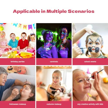 Professional Face Painting Kit for Kids Adults-12*10g Non Toxic Water Activated Face Paint Kit With Brushes,Stencils，Gem Stickers;Halloween,Carnival;Water Based Facepaint Makeup Kit for Kids Party - color: 12 Color Face Paint - 35 Piece Set