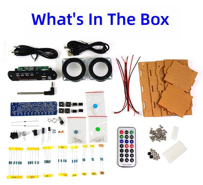 DIY Stereo Speaker Soldering Practice kit- BT,USB Player &FM Receiver- Complete Soldering Project kit with Components, PCB & Enclosure, Perfect for Electronics Enthusiasts & Beginners