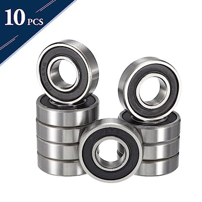 R8-2RS Deep Groove Ball Bearings, ID 1/2" x OD 1-1/8" x Width 5/16" Double Rubber Sealed Ball Bearing Pre-Lubricated Chrome Steel Z2 Lever 10pcs - size: R8-2RS 1/2"x1-1/8"x5/16"