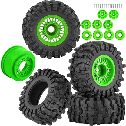 12/14/17mm Hex Hubs RC Truck Tires and Wheels for Slash 2WD 4X4,Arrm a Senton,Axia1,Rc 4wd,Red cat RC Truck,BRCatWPark RC Short Course Truck Wheels and Tires w/Sponge,(4Pcs) Green - color: Green - (12/14/17mm Hex)