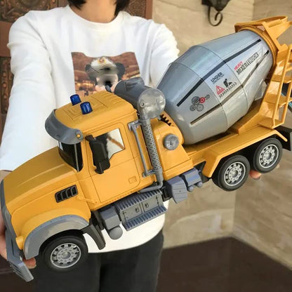 KNACKTOYZ RC Cement Mixer Toy Truck for Boys - 6 Channel Remote Control Construction Toys with 2 Rechargeable Batteries, 1:24 Auto Demo 360 Degree Stirring Vehicles with Lights, for Kids