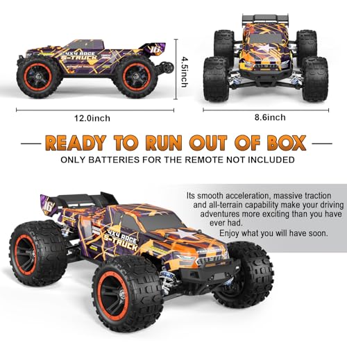 HAIBOXING 16890A Brushless RC Car, 1/16 Scale 4X4 Fast Remote Control Truck | Fast Truck 48 KM/H Top Speed, Hobby RC Cars for Adults and Boys, All Terrain Off-Road Truck，Spare Paddle Tires for Sand& Snow - color: 16890a Yellow