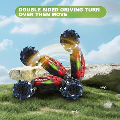Gesture RC Car,1:24 4WD Transform Off-Road Stunt Car with Gesture & Remote Control, 360° Flips Drift Vehicle with LED Lights Music, All Terrain Toy Cars Gifts for Boys Girls Age 6-12 - style: 1:24 Red