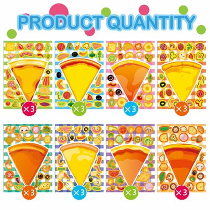 24 Sheets Make a Pizza Stickers for Kids, Make Your Own Stickers | Pizza Parties Cute Party Favors Decorations, DIY Arts Birthday Games Family Night - style: Pizza